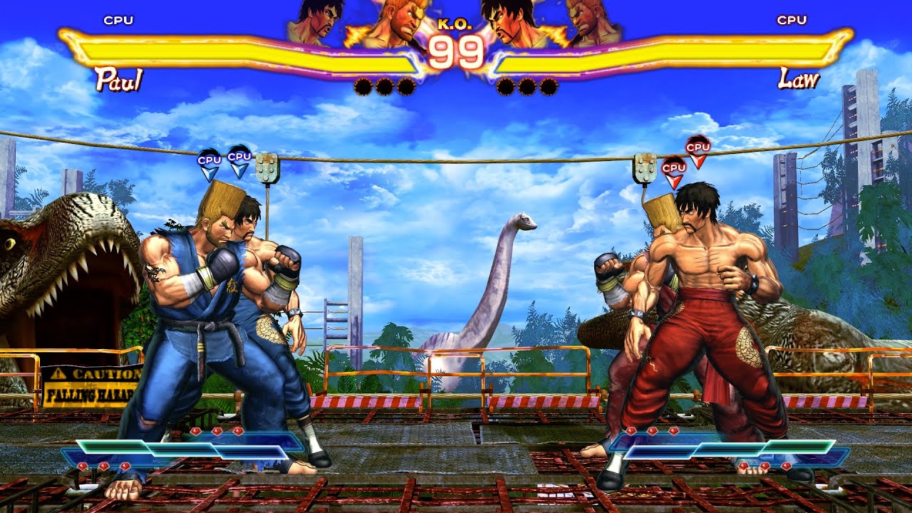 Paul & Law Mirror Match! Street Fighter X Tekken CPU vs CPU