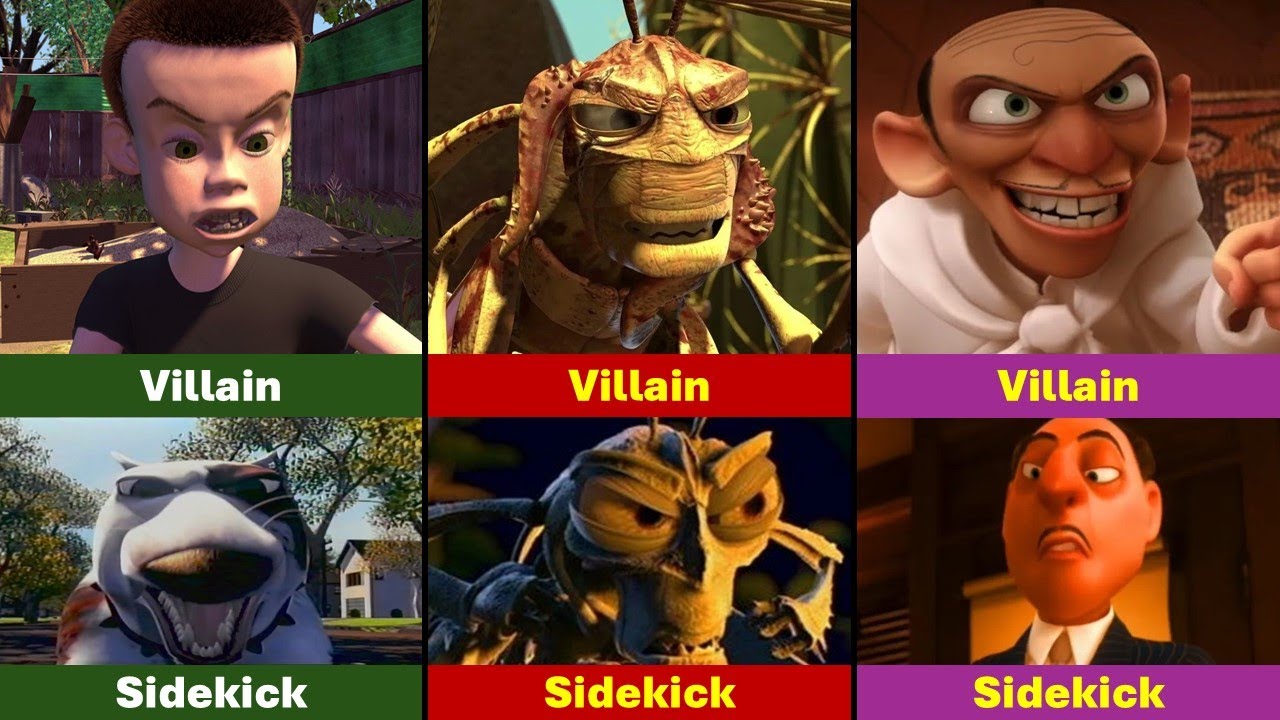 All Pixar Villains And Sidekicks