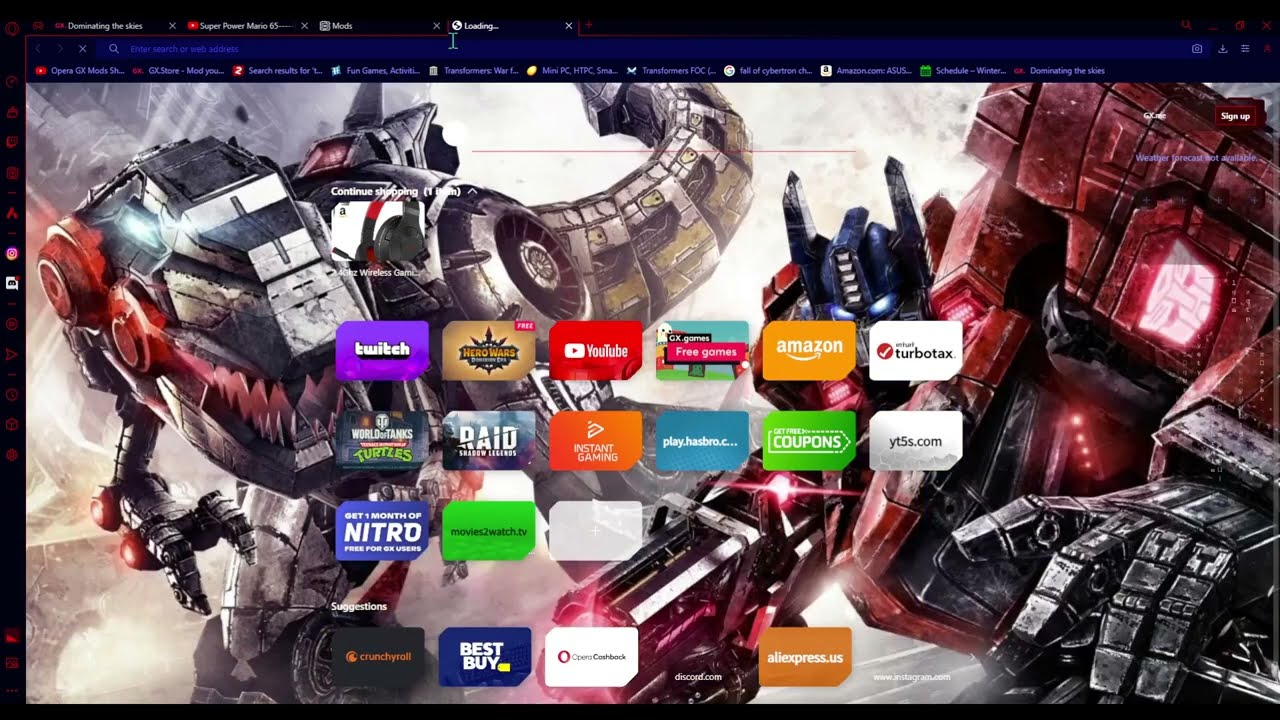 New transformers fall of cybertron mod for Opera GX (in progress)