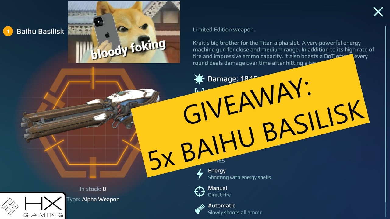 War Robots - GIVEAWAY of 5x BAIHU BASILISK weapons 🥳 #WRwinBBasilisk