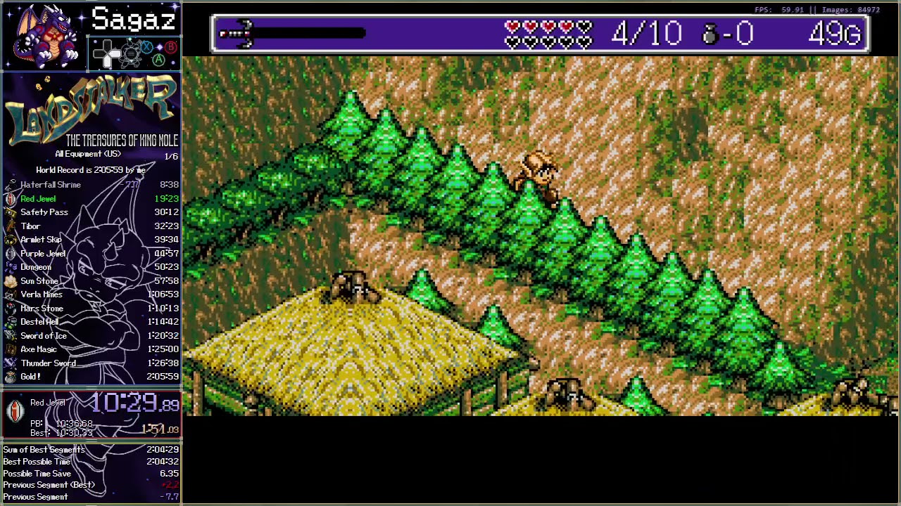 [WR] Landstalker: The Treasures of King Nole - All Equipment (US) Speedrun in 2:04:17
