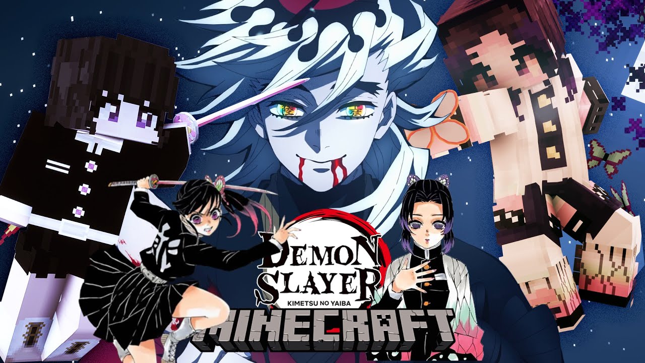 Doma vs Shinobu, Kanao and Kanae in Minecraft Demon Slayer World