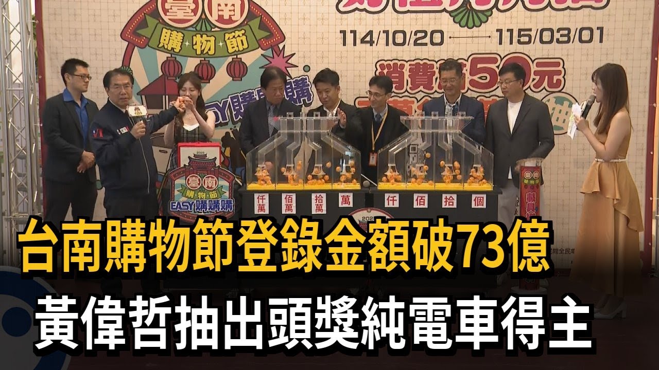 台南購物節登錄金額破73億　黃偉哲抽出頭獎純電車得主－民視新聞