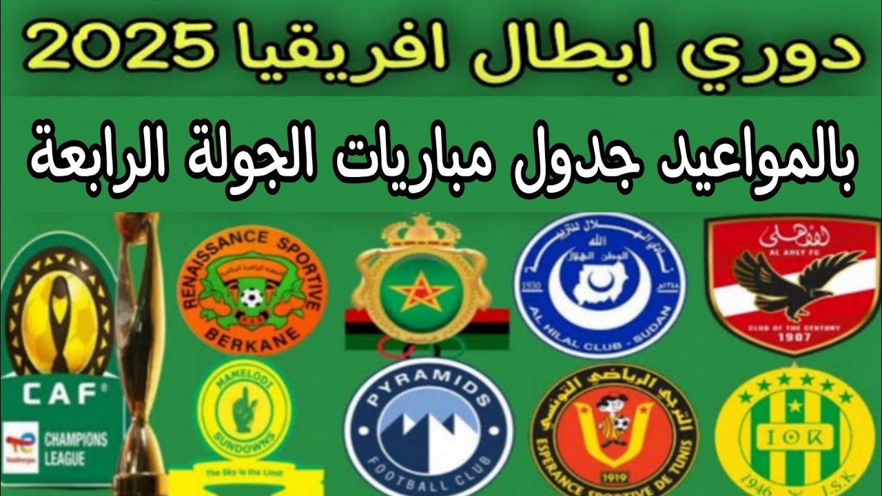 دوري ابطال افريقيا 2026 .. بالمواعيد جدول مباريات الجولة الرابعة 