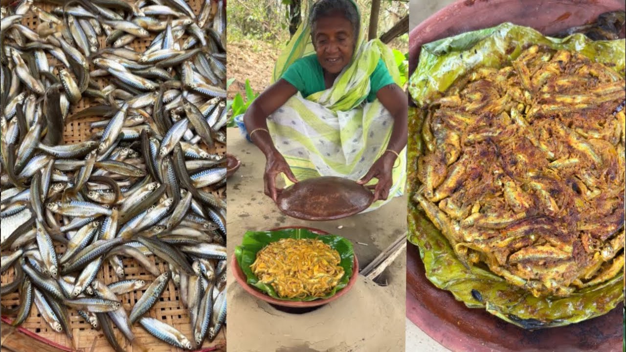 Steamed Tiny Fish in Banana Leaf | Traditional Village Recipe 🍃🐟