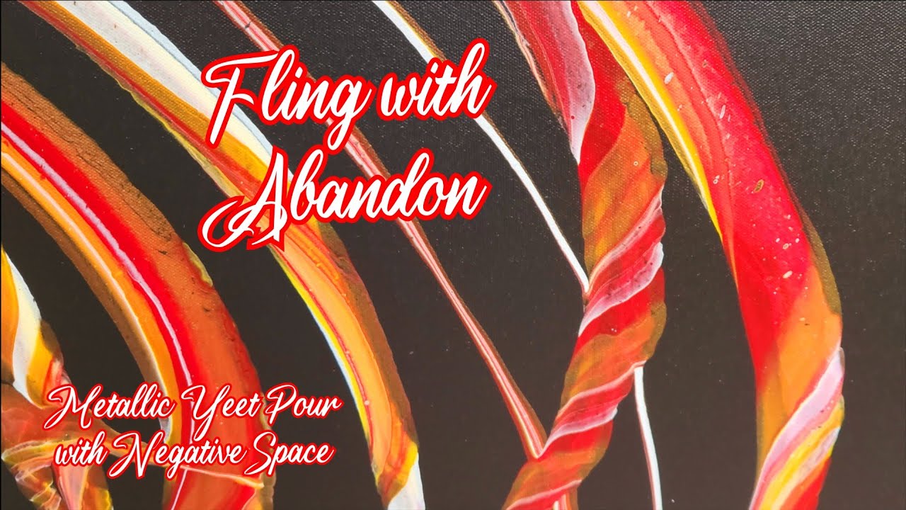 Fling with Abandon! 💫A Gorgeous 30x40 HUGE Acrylic Metallic Yeet Pour with Negative Space!