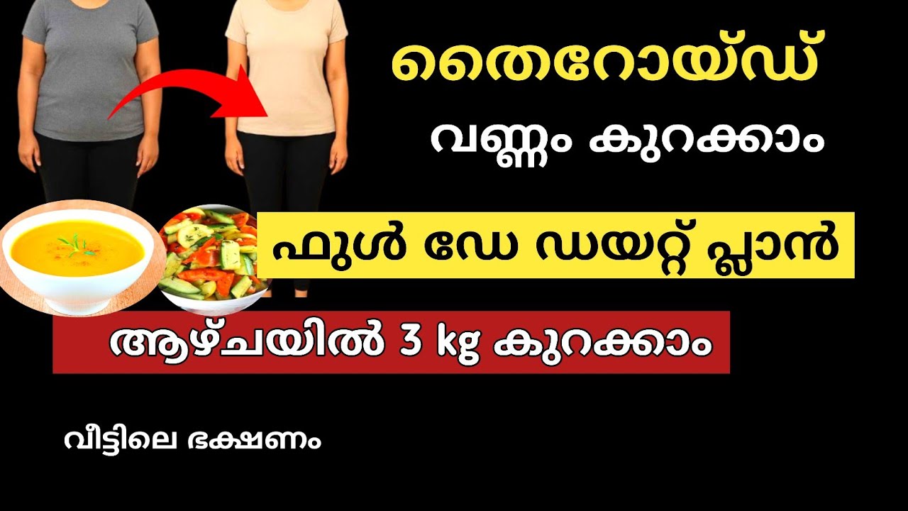 1 ദിവസത്തെ ഫുൾ ഡയറ്റ് പ്ലാൻ / തൈറോയ്ഡ് വണ്ണം കുറക്കാം thyroid weight loss Diet plan malayalam 