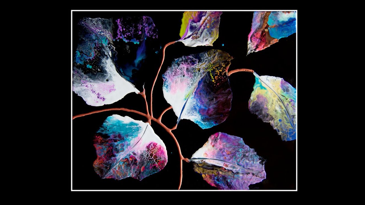 #7844 De-Vine Dutch Poured Leaves Fluid Acrylic Pouring Contemporary Art  3.08.2021 Intuitive art