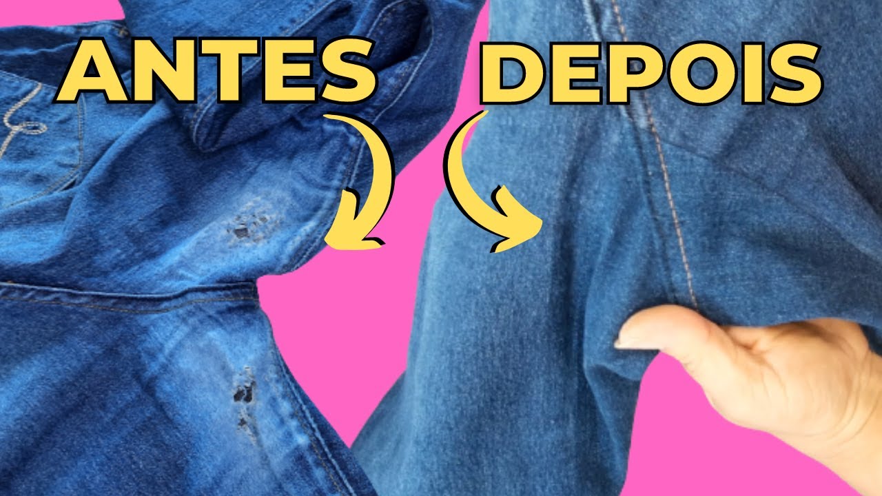 Como CONSERTAR CALÇA RASGADA  entre as pernas | remendo