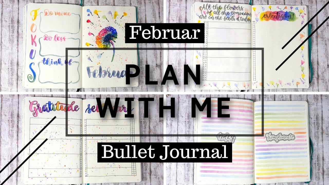 Bullet Journal | Plan with me (Februar 2019) – viel Aquarell