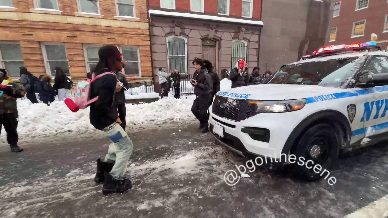 LIVE: Snowball Fight at Washington Square Park in New York City