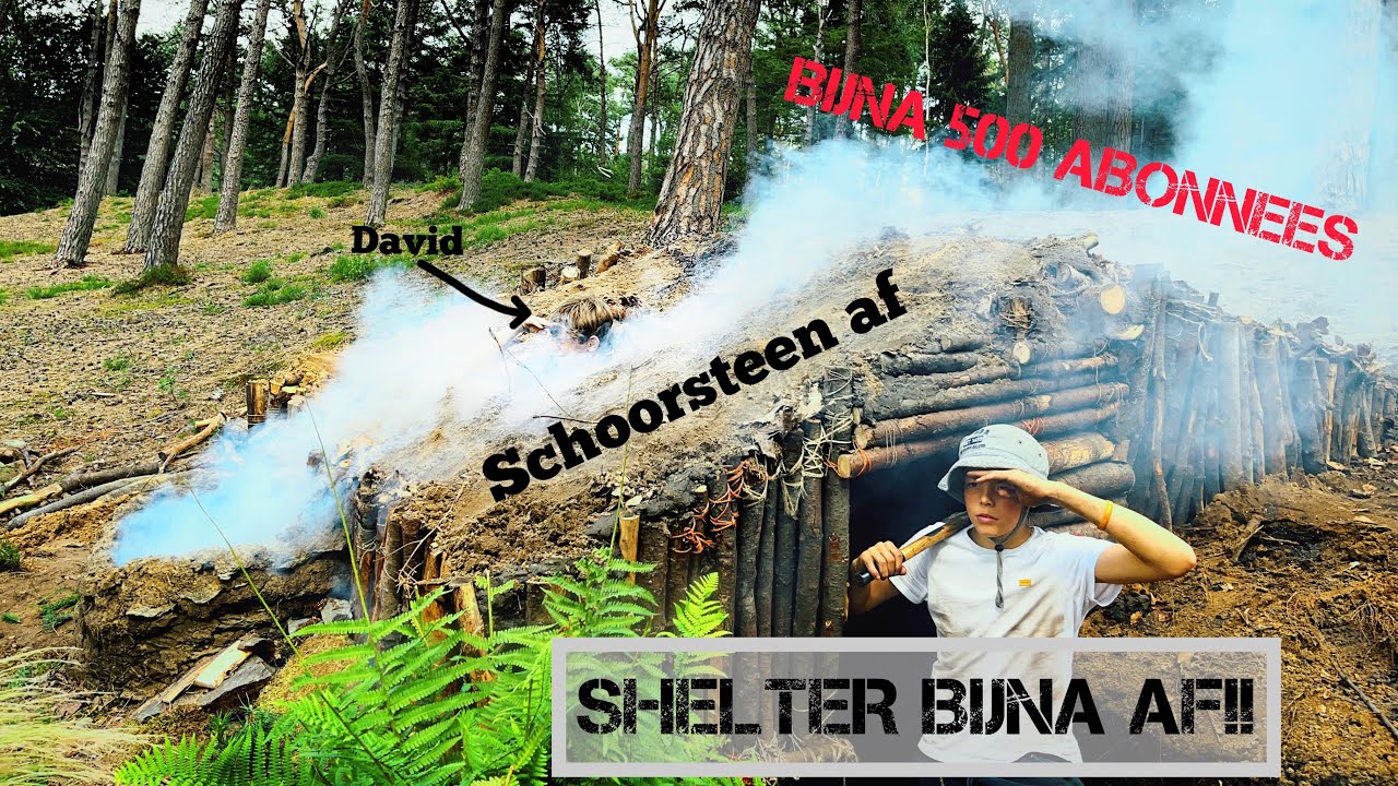 Lijpe survival shelter bouwen!!!! Met David!!! (Schoorsteen af)!!    #2