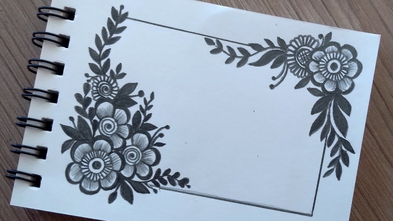 Easy and Simple Border Design for Project | Easy corner Flower Drawing Tutorial For Beginners Simple