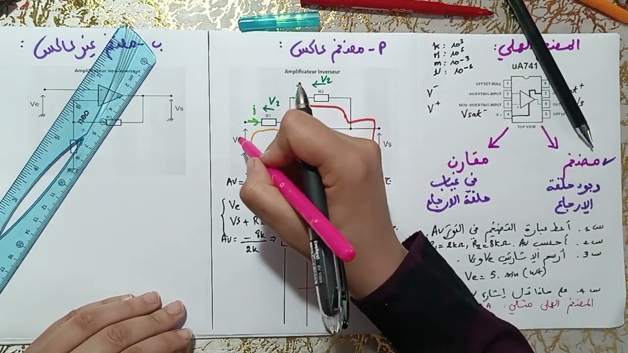 مراجعة البكالوريا رقم 2 في الهندسة الكهربائية: المضخم العملي ، تركيب مضخم عاكس و غير عاكس، و مقارن.