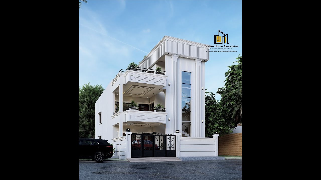 28 FEET FRONT NEO CLASSIC ELEVATION  | DREAM HOMES