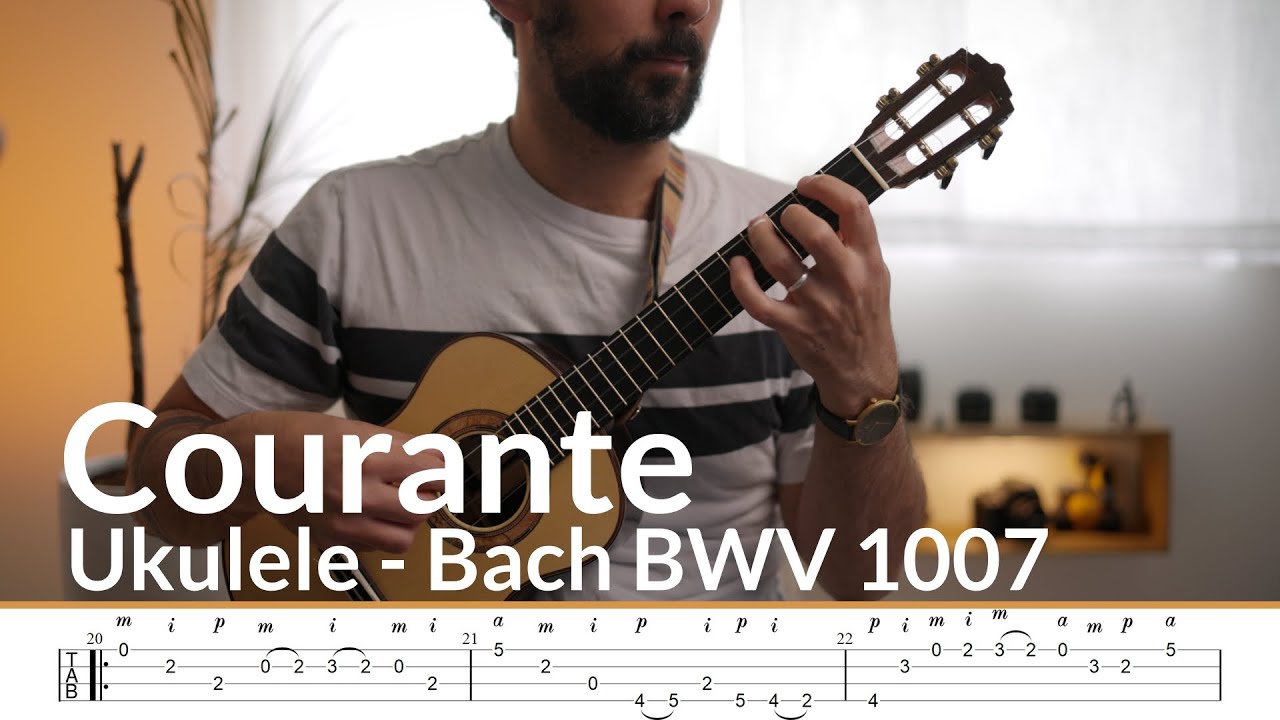 Courante - Bach//Cello Suite no.1 BWV 1007 | Ukulele Fingerstyle TAB