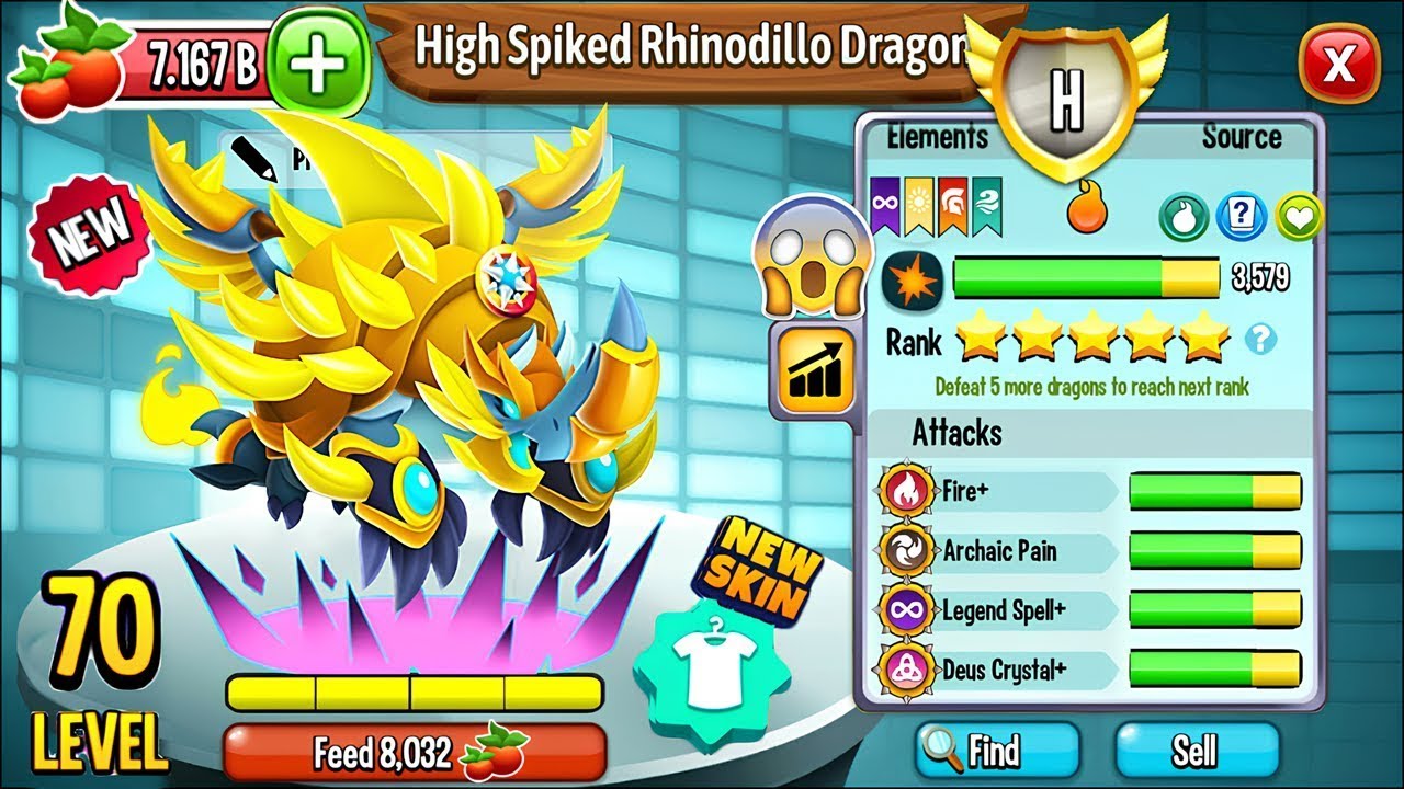 Nâng Cấp Thành Công Rồng HEROIC VIP High Spiked Rhinodillo Dragon  | Vũ Liz Dragon City