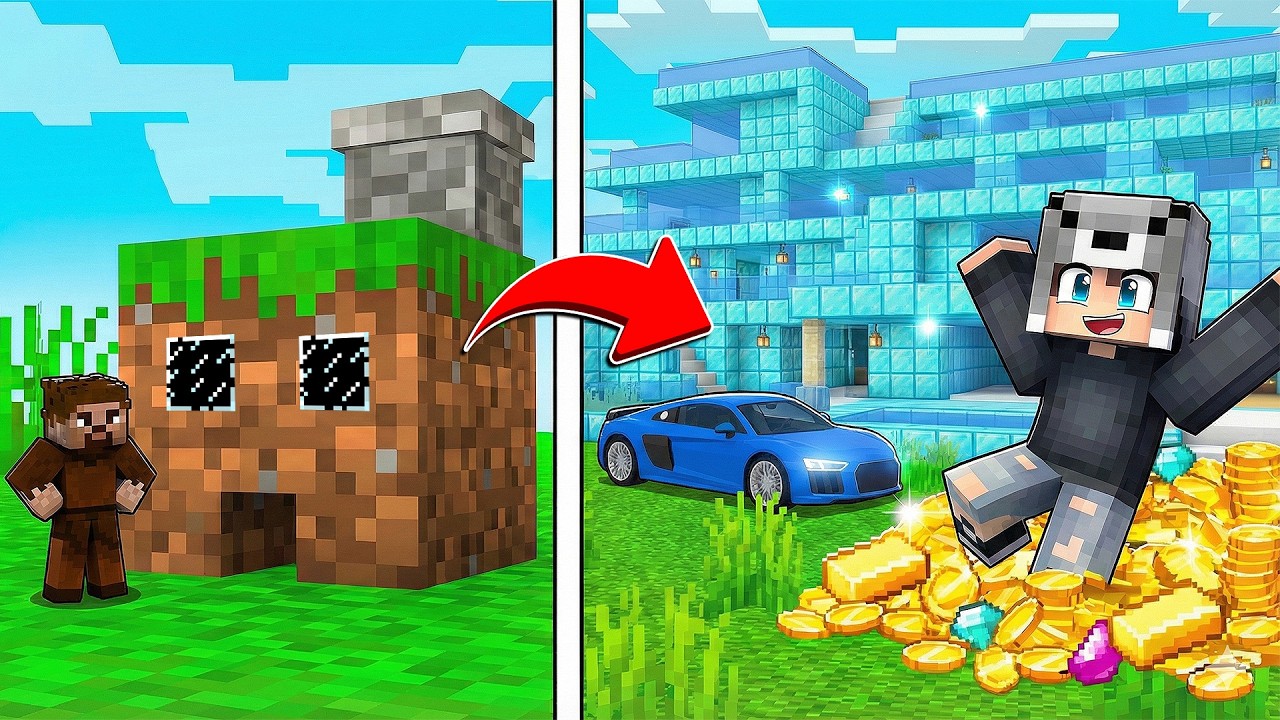 FAKİR EVDEN ZENGİN MİLYONER EVİNE GELİŞTİRDİM - Minecraft