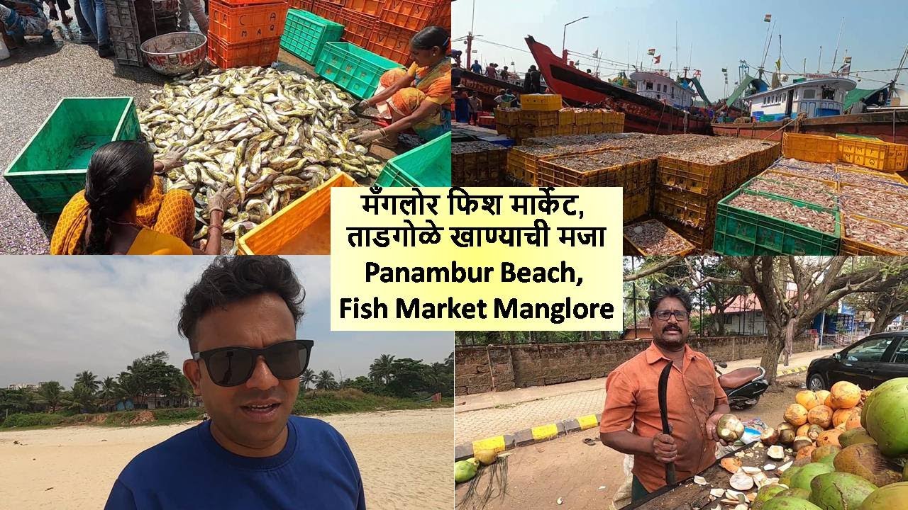 मॅंगलोर फिश मार्केट, ताडगोळे खाण्याची मजा व Panambur Beach, Fish Market Manglore
