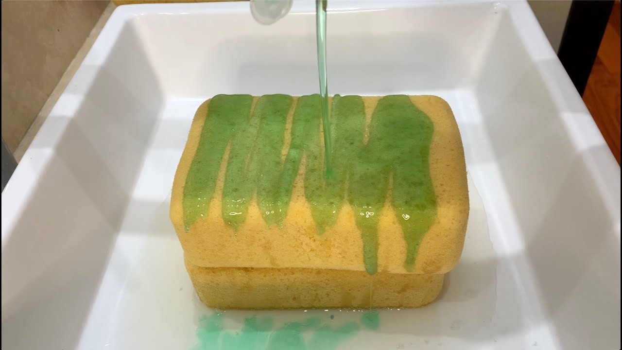 ✨Amazing Thick Suds✨ with PINOL🌲 + DISH SOAP🧼 - sponge ASMR