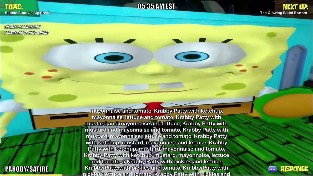 Bubble bass orders EVERYTHING on the krusty krab menu! (Ai sponge Rehydrated Clip)