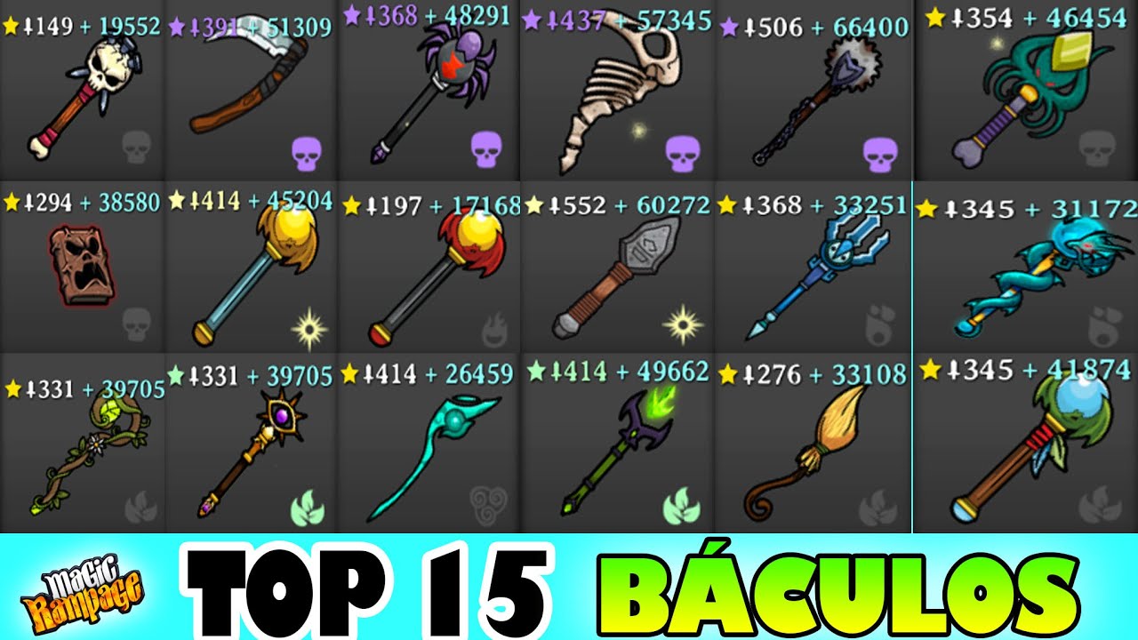 TOP 15 MEJORES COMBINACIONES CON BÁCULOS EN MAGIC RAMPAGE/LAS COMBINACIONES MAS PODEROSAS SO ESTAS!!