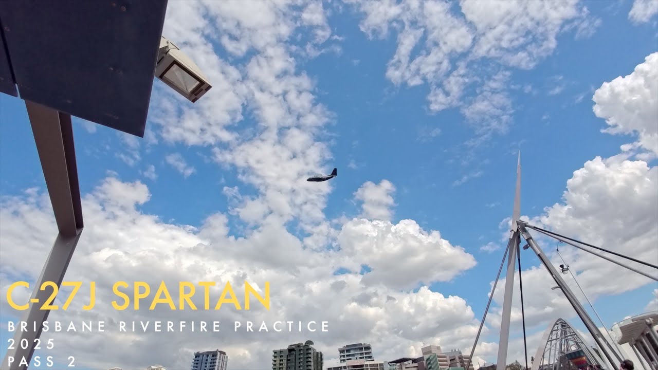 ⁠Rehearsal by the RAAF C-27J SPARTAN for Riverfire 2025 Pass #2 | Brisbane