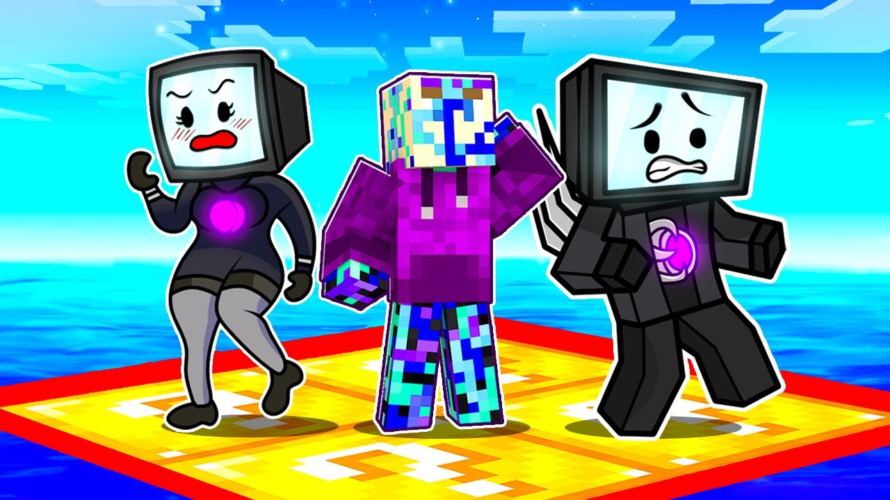 LOCKED on ONE LUCKY BLOCK RAFT With TITAN TV FAMILY!