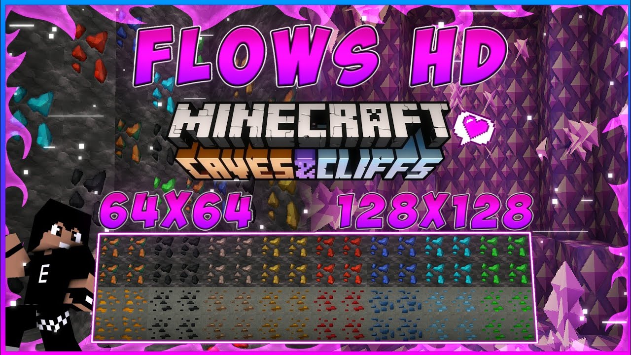 🔥Flows HD 64x64 y 128x128 TEXTURA para MINECRAFT PE/BE 1.17 (TEXTURAS PARA MINECRAFT PE/BE 1.17)