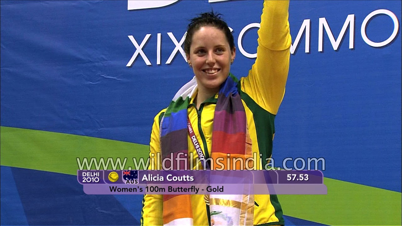 Alicia Coutts wins gold medal in women's 100m Butterfly swimming