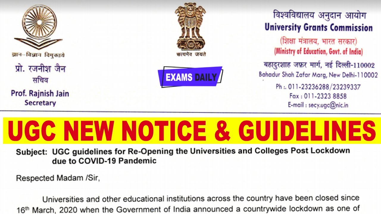 UGC New Guidelines | Re-opening the Colleges & Universities | UGC NEW NOTICE & GUIDELINES