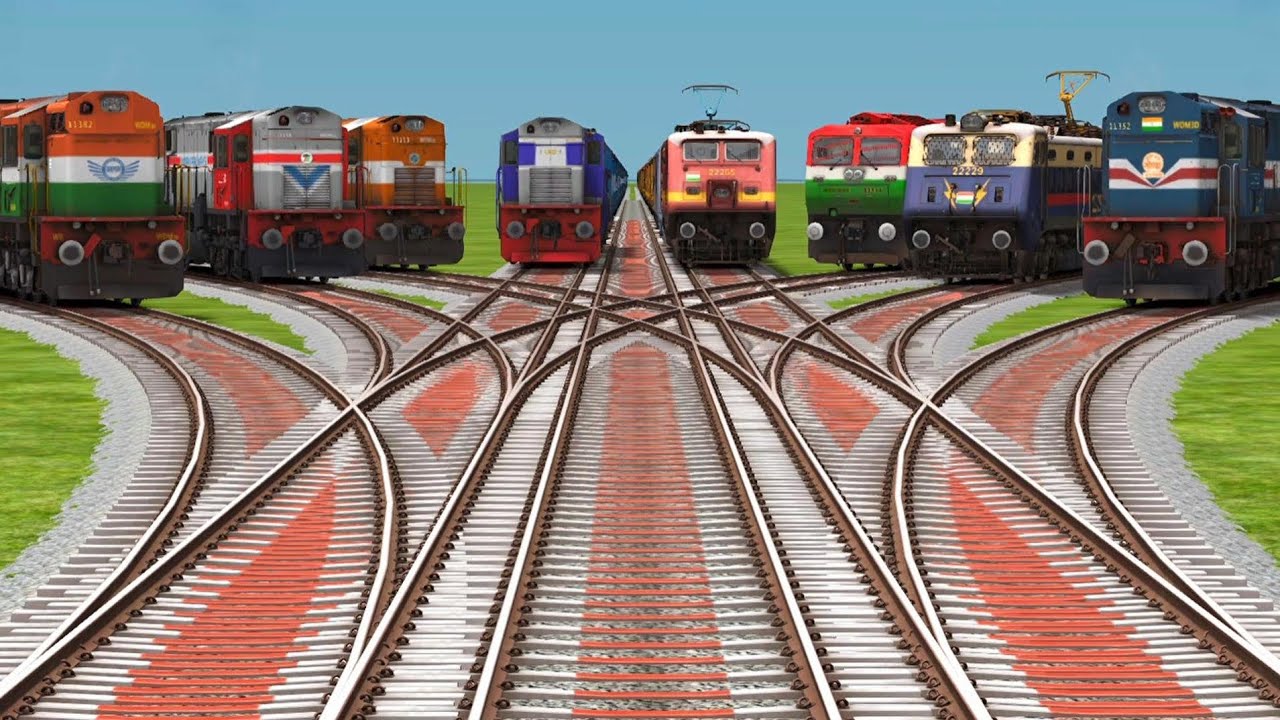 8 Bhartiya Passenger Trains Journey Railroads Tracks || On Bumpy Railgadi Games 3d Gameplay Rail