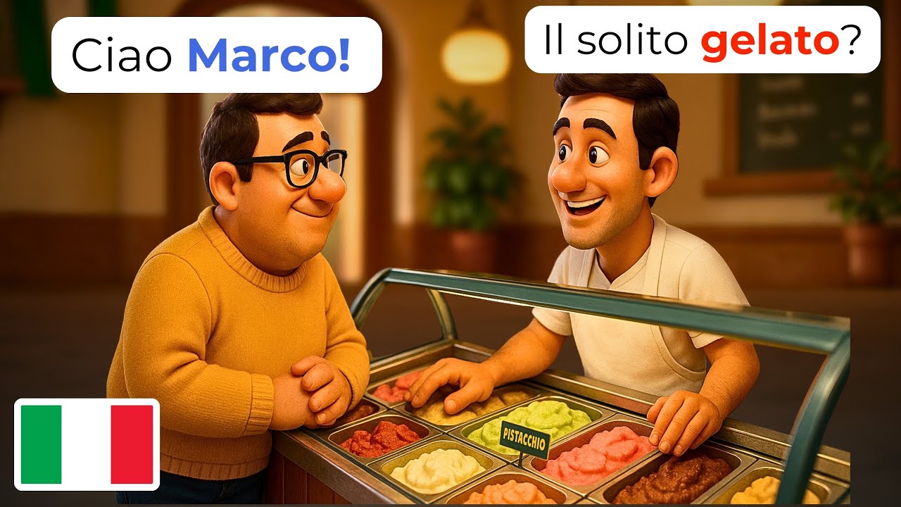 🇮🇹 Разговоры в Мороженом Магазине | A1-A2 Начинающий | Учите итальянский через естественные диалоги