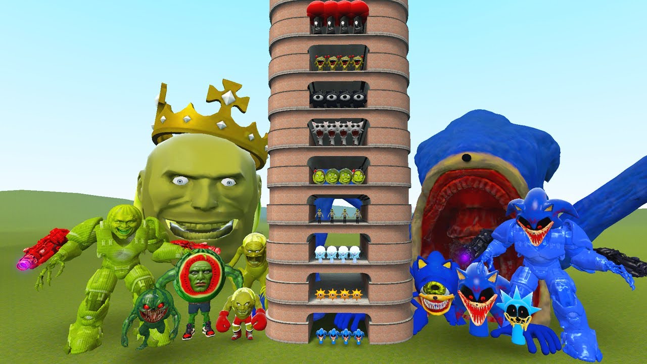 TALLGRASS LITTLE TO BIG ALL KING LIN GANG MELON VS ALL SPRUNKI SONIC EXE ФАЗЫ 1 - 10 в GMod!