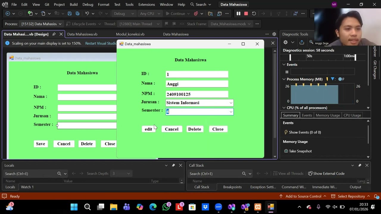 QUIS Bahasa Pemrograman I (VISUAL)|| Data Mahasiswa 