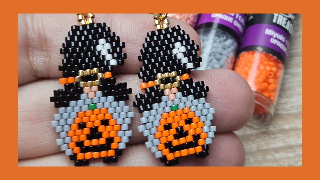 Halloween Gnome Earrings/ Brick Stitch/ Beading Tutorial