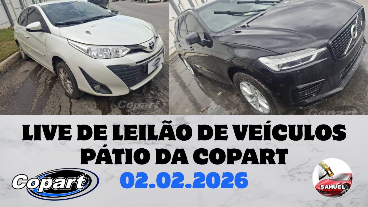 LIVE DE LEILÃO DE VEÍCULOS NO PÁTIO DA COPART DO DIA 02.02.2026