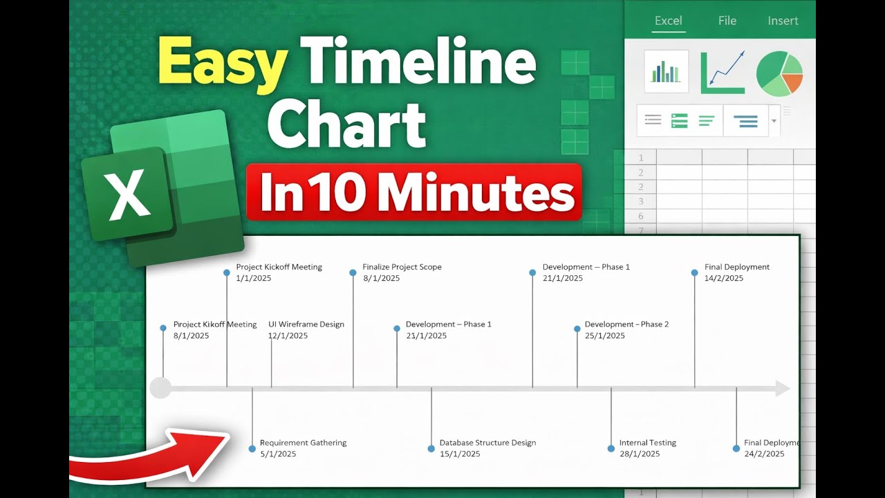 Timeline Chart Creation In Excel Step By Step Guide (free template included)