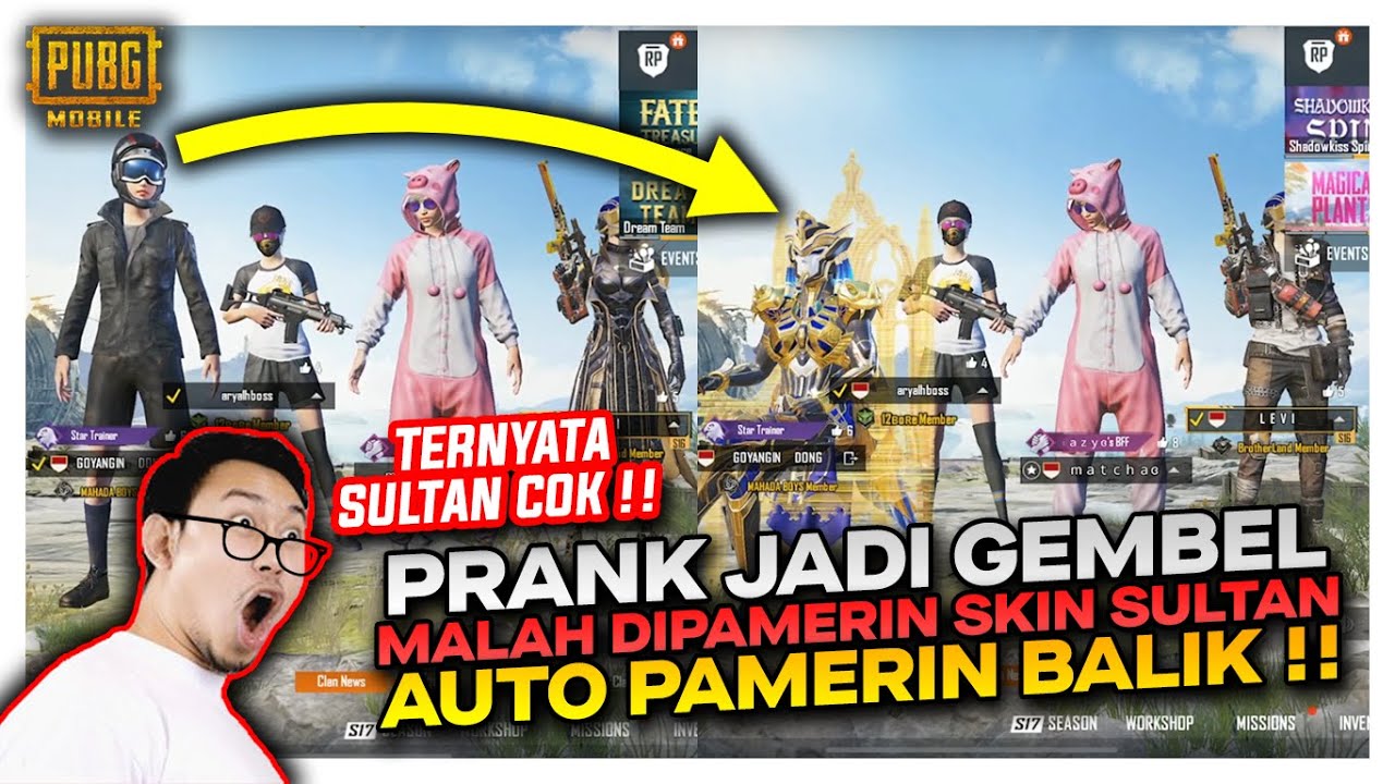 PRANK RANDOM JADI PLAYER MISKIN MALAH DIPAMERIN SKIN SULTAN , LANGSUNG PAMERIN BALIK - PUBG MOBILE