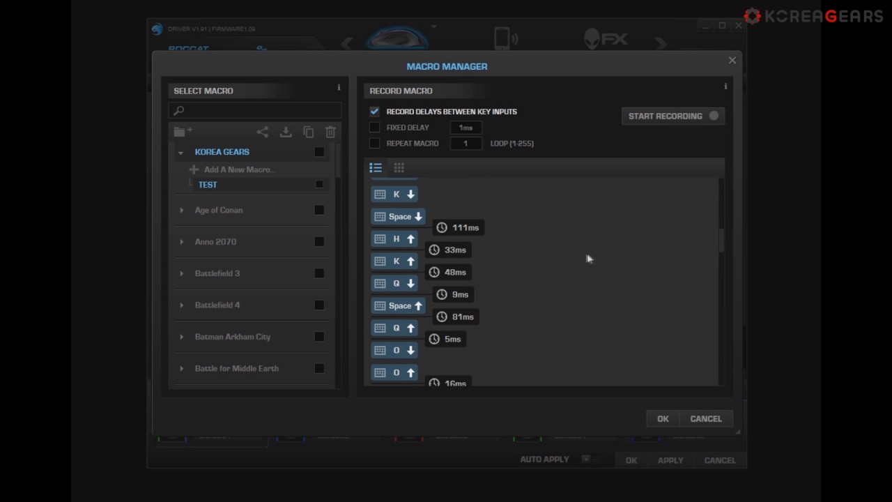 ROCCAT KONE EMP Software macro setting