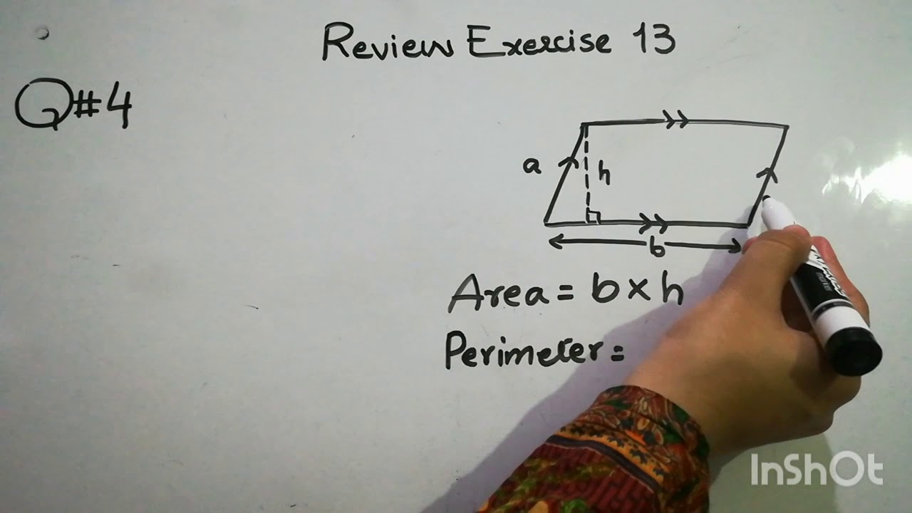 Area & perimeter of parallelogram,Review Ex#13,Q#4 in Hindi/Urdu-Oxford New Syllabus Mathematics(D1)