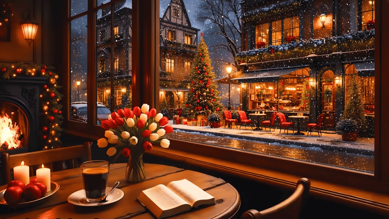 Beautiful Winter Jazz Café ❄️ Soft Piano & Cozy Fireplace Ambience for Deep Focus and Study