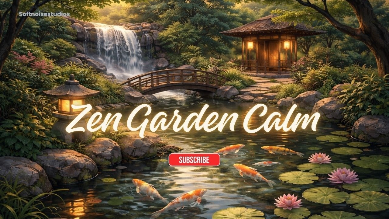 Peaceful Japanese Garden 🌿 Koi Pond & Waterfall | Relaxing Lo-Fi Ambience