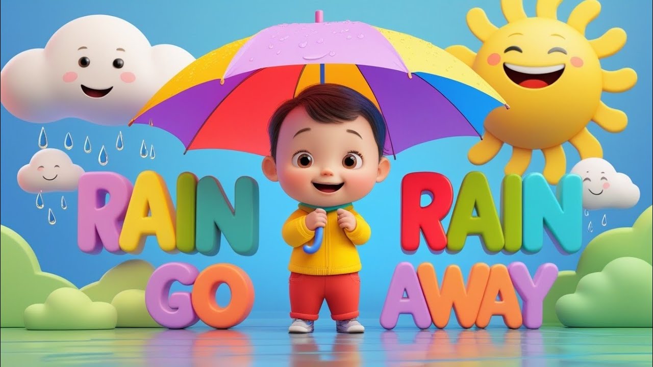 Rain Rain Go Away ☔ | Happy Kids Song 🌈 | Cute Nursery Rhyme for Toddlers