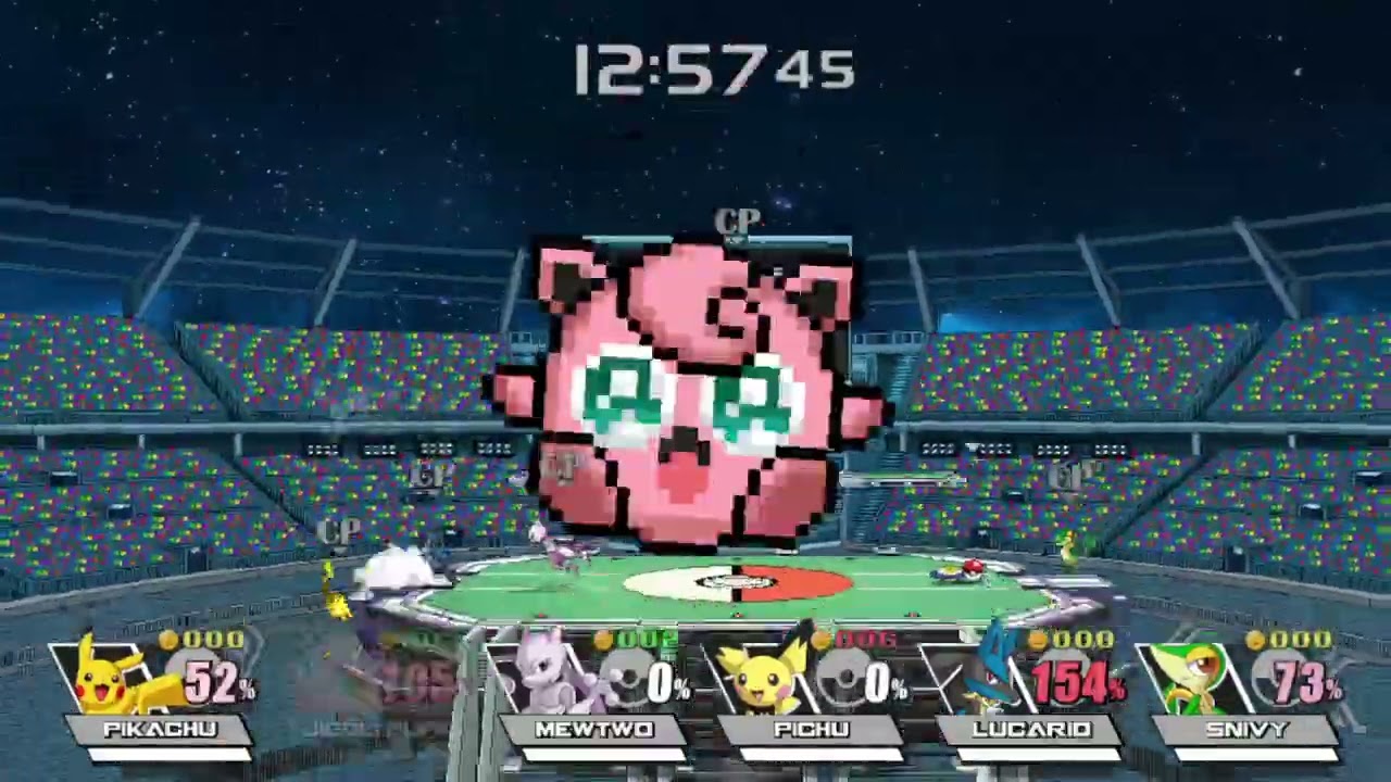 Super Smash Bros Crusade: Pikachu Vs Jigglypuff Vs Mewtwo Vs Pichu Vs Lucario Vs Snivy