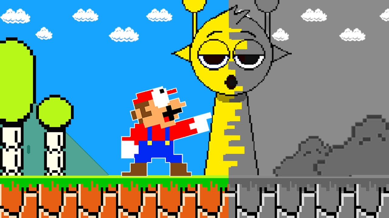 Super Mario Bros. But Mario and Sprunki Missing Color To Rainbow | PixSaga Mario