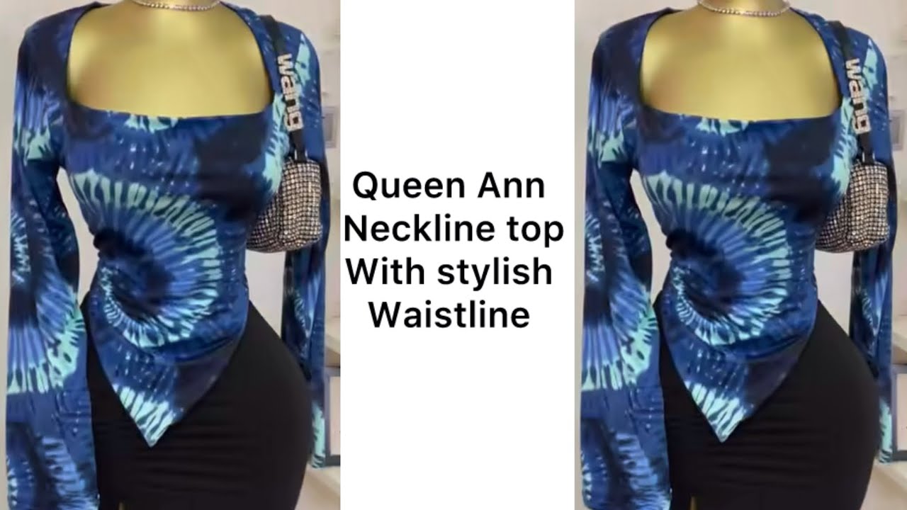 How to cut and sew a queen Ann neckline top with stylish waistline with back loops.