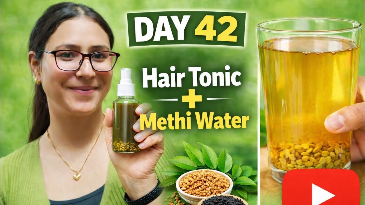 Day 42 | Natural Hair Growth Routine with Methi & Kalonji #haircare  #reelitfeelit #shorts  #viral 