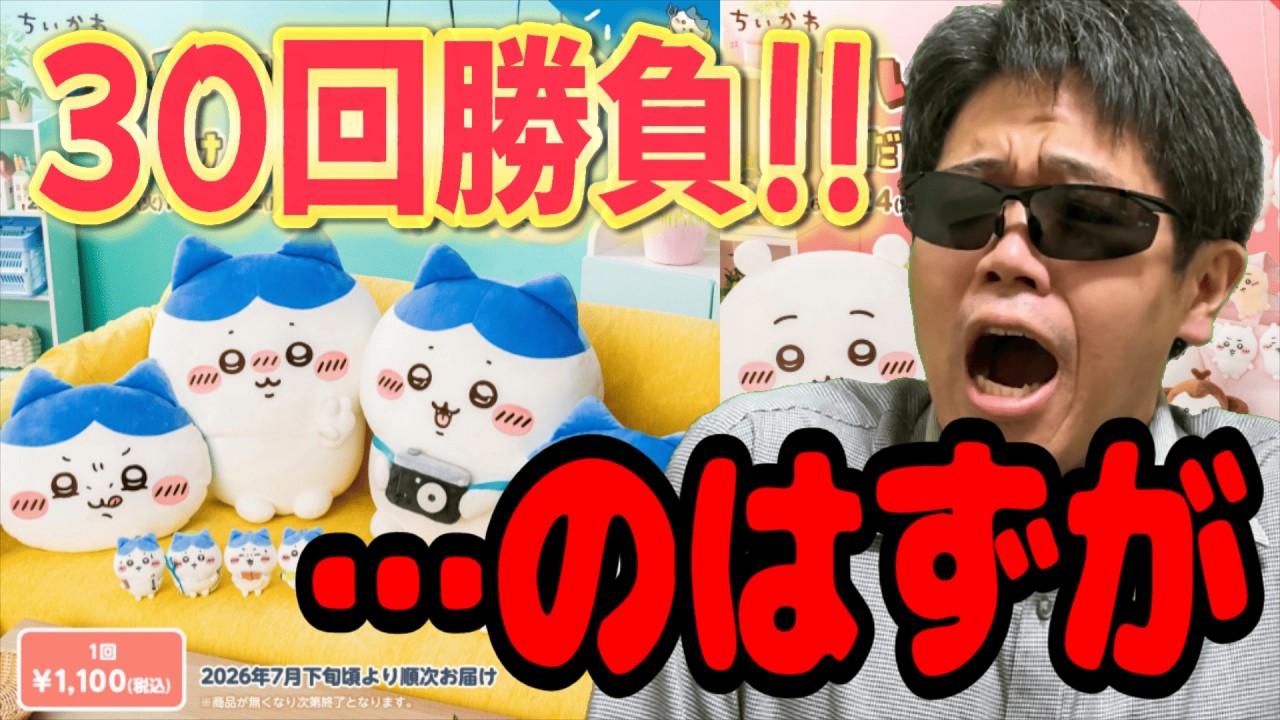 【ちいかわ】きんにくがハチワレだらけくじ30回勝負で最推し自引きに挑戦！しかしまさかの事態が・・・