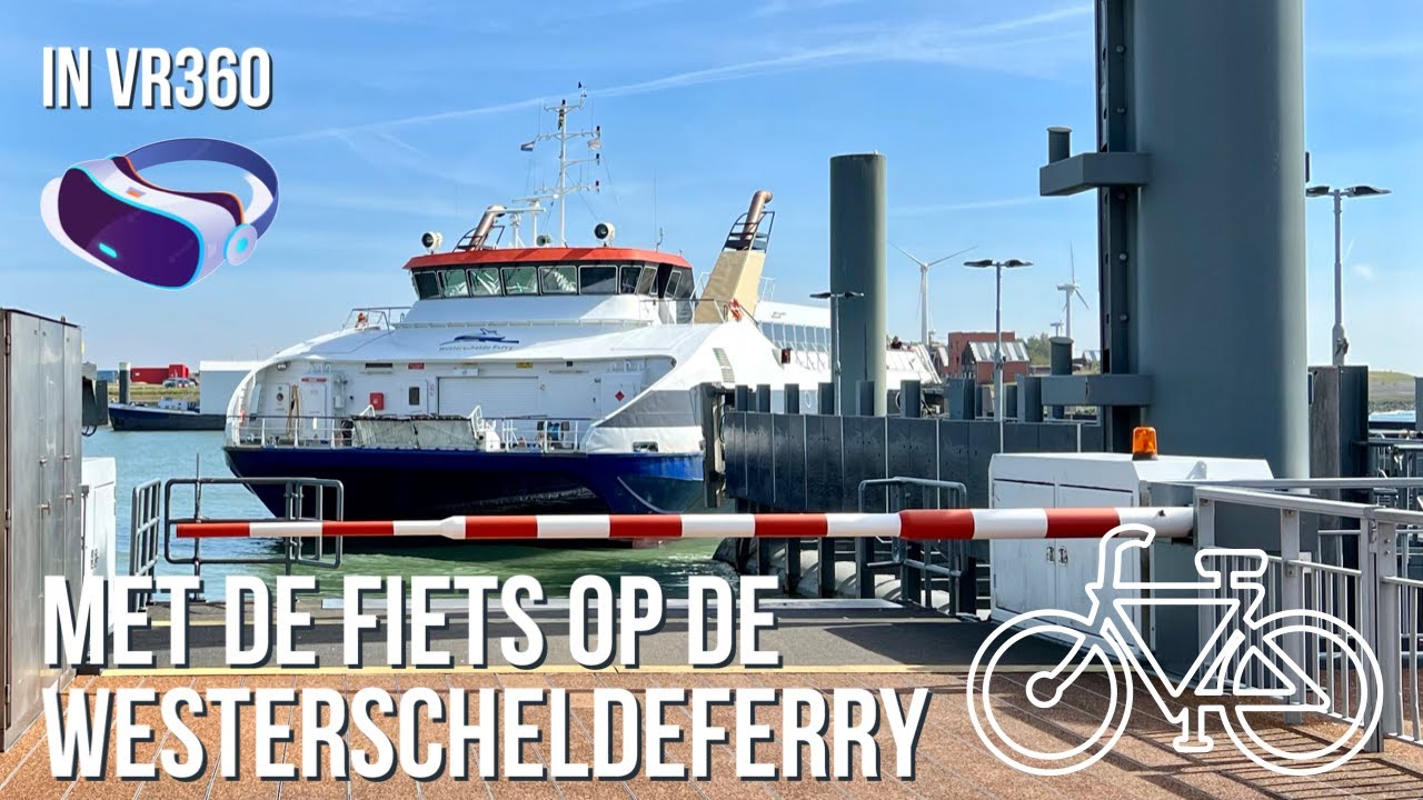 Met de fiets de Westerschede Ferry op in 360 VR